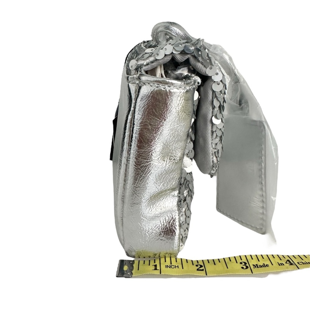 Nicole Miller Silver Mermaid Sequin Chain Strap Crossbody Small Bag Purse NWT - Picture 7 of 7